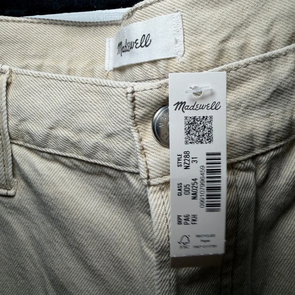 NWT Madewell The Essex Baggy Short Tan Khaki Denim Raw Hem NZ288 Size 31